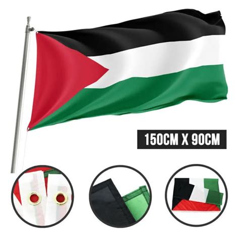 PALESTINE PALESTINIAN FLAG 5X3FT Premium Polyester Free Gaza