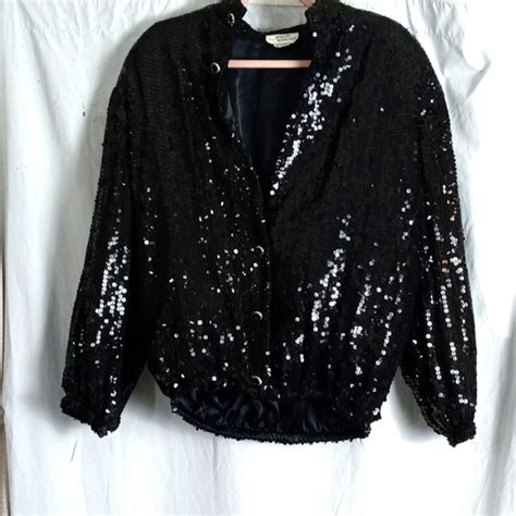 Jeanette For St Martin Jackets And Coats Jeanette For St Martin Black Sequin Lined Jacket