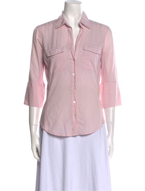 James Perse Three Quarter Sleeve Button Up Top Pink Tops Clothing