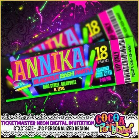 47 Neon Party Invitations Templates Free | Heritagechristiancollege