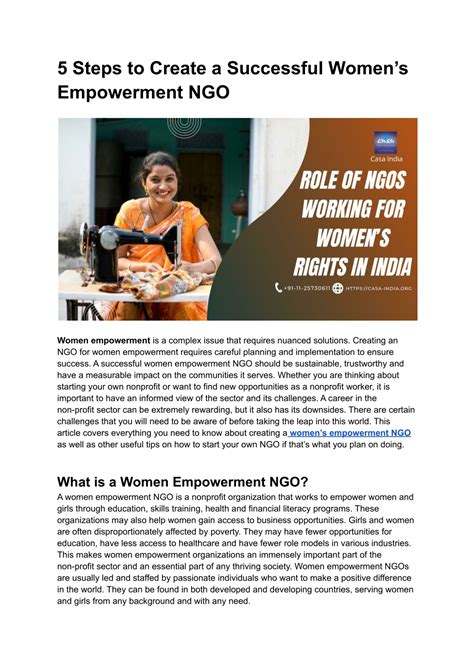 Ppt 5 Steps To Create A Successful Womens Empowerment Ngo Powerpoint