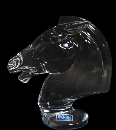 Tête de Cheval en Cristal de Sèvres Hauteur 28cm L écrin Antiquaire