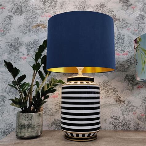 Luxury Navy Blue Lampshade In Velvet With Gold Lining Large Etsy