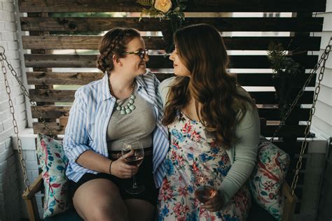 Cute Lesbian Couple On Their Adorable Front Porch In Grand Rapids