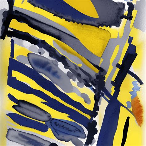 Yellow and Navy Blue Abstract Painting · Creative Fabrica