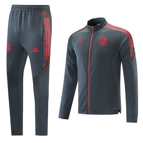 Conjunto Agasalho Treino Flamengo 2022 2023 Vermelho E Preto Adidas