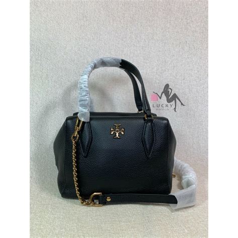 Jual Tory Burch Kira Pebbled Satchel Black Shopee Indonesia