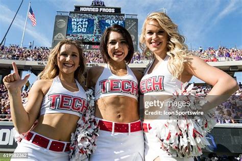 Texas Tech Red Raiders cheerleaders pose for a picture during the ...