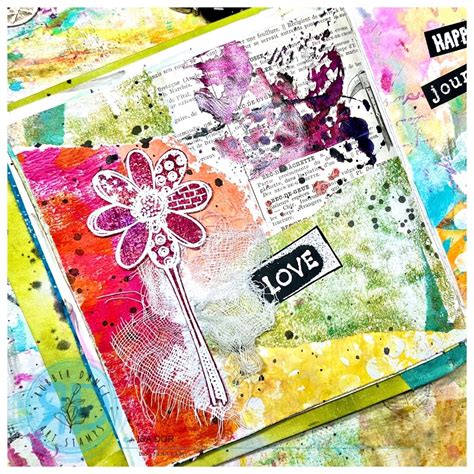 Abstract Art Journal Page With Embossing Paper Scraps Textured