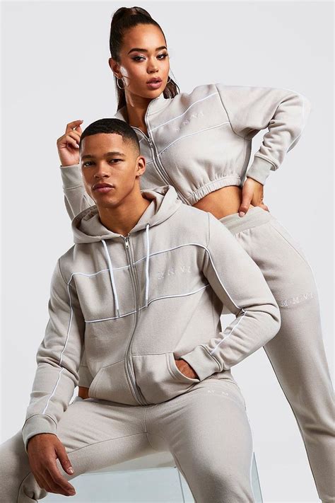 Hers Funnel Zip And Jogger Tracksuit Set Boohoo Tokyo Street Fashion