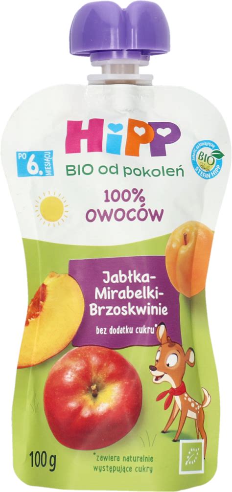 HIPP BIO od pokoleń 100 owoców mus w tubce Jabłka Brzoskwinie