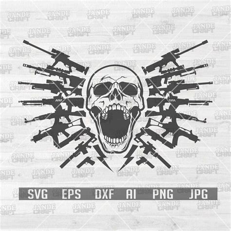 Gun And Skulls Svg Guns Svg Skull Svg Guns Clipart G Inspire