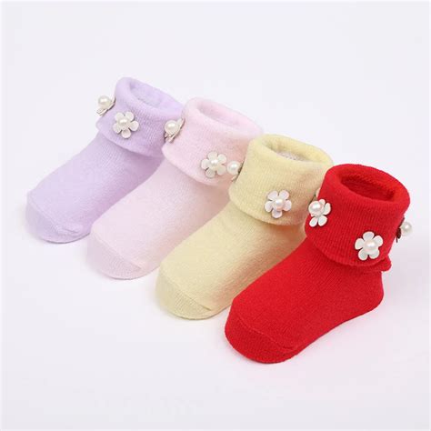 Anti Slip Baby Girls Flower Socks New Cute Anti Slip Baby Girls Flower