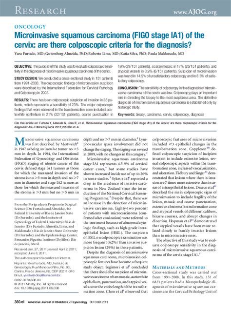 Pdf Microinvasive Squamous Carcinoma Figo Stage Ia1 Of The Cervix