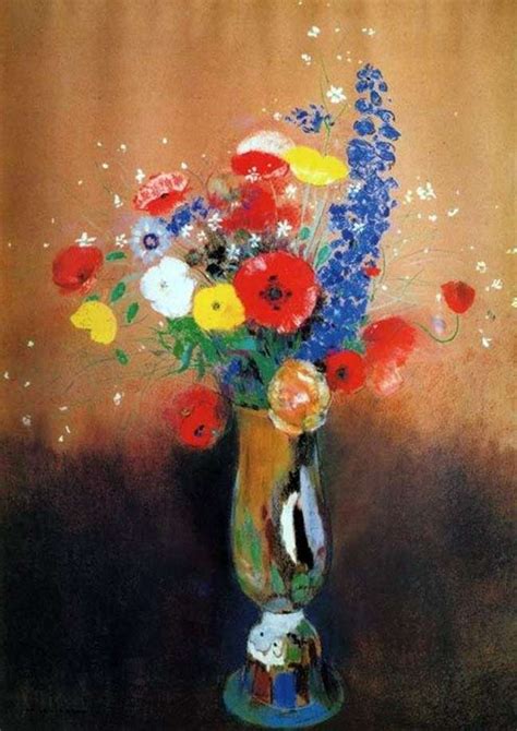 Wild Flowers In A High Vase By Odilon Redon Redon Odilon