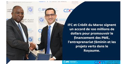 IFC accorde 100 millions de dollars à Crédit du Maroc FINANCE INCLUSIVE