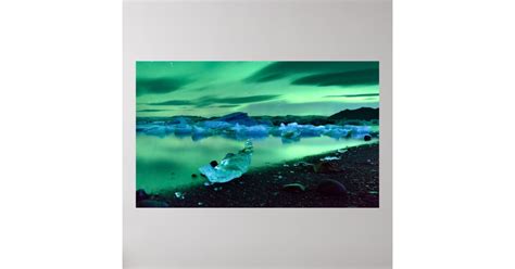 Northern Lights over Jokulsarlon lake, Iceland Poster | Zazzle