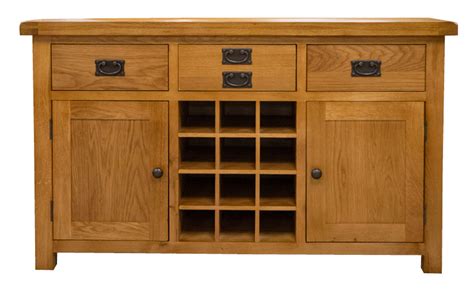 Norfolk Oak Large Sideboard with Wine Rack | Aldiss