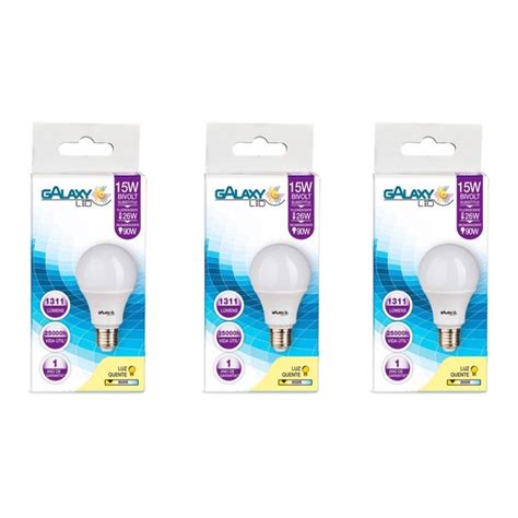 Kit c 3 Lâmpadas Led Galaxy Bulbo 15w 3000k E 27 Bivolt Submarino