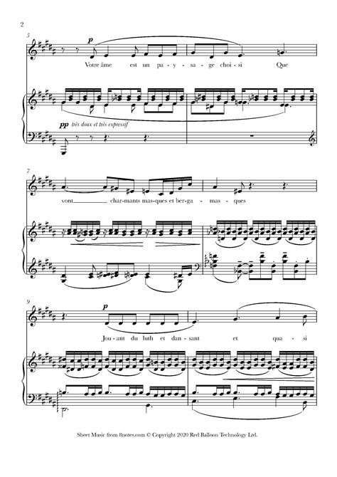 Debussy Fetes Galantes No From Clair De Lune Sheet Music For Voice