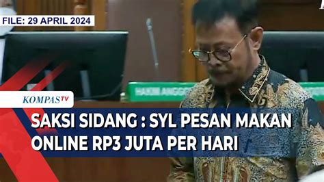 Saksi Korupsi Kementan Ungkap Syahrul Yasin Pesan Makan Online Rp3 Juta