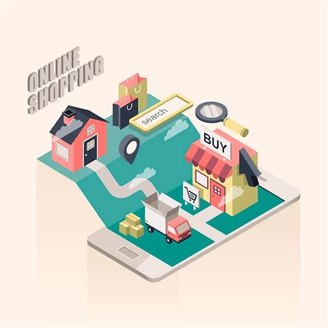 Premium Vector Flat 3d Isometric Online Shopping Illustration