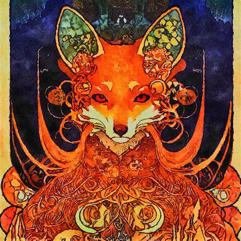 Inari Fox Goddess Mixed Media by Ann Leech | Pixels