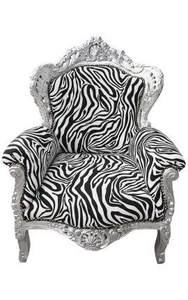 Fauteuil Baroque De Style Louis Xv Z Bre Et Bois Argent