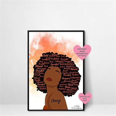 Black Woman Affirmations Wall Art Print Ethnic Woman Print - Etsy