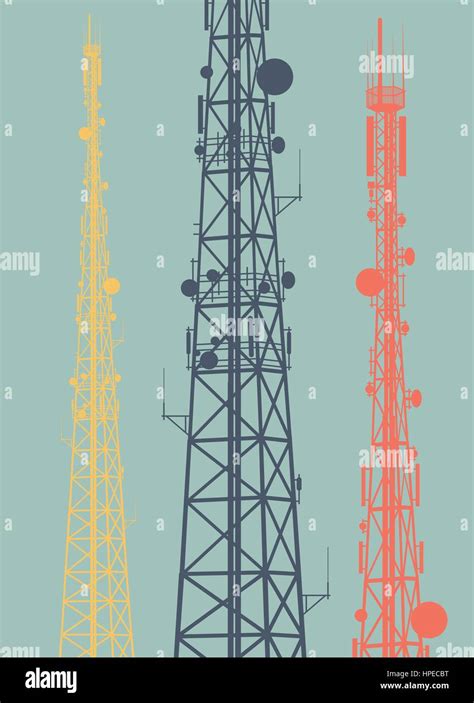 Telecommunication Tower With Television Antennas And Satellite Dish