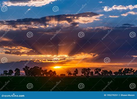 Blazing Sunset Over the Rocky Mountains Stock Image - Image of clouds ...