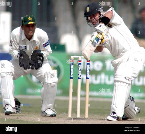 South African Opening Batsman Herschelle Gibbs Right Plays A Cover