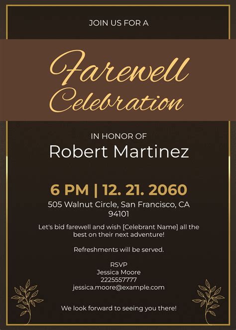 Free Farewell Celebration Invitation Template to Edit Online
