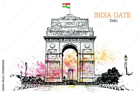 India Gate Vector Illustration Of Happy Independence Day In India