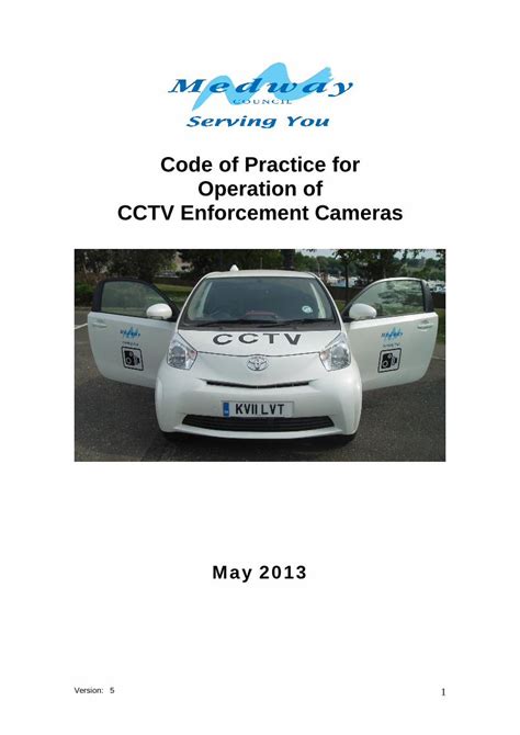 PDF Code Of Practice For Operation Of CCTV Enforcement Cameras TEC