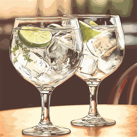 Premium Vector Classic Alcoholic Cocktail Gin And Tonic In Two