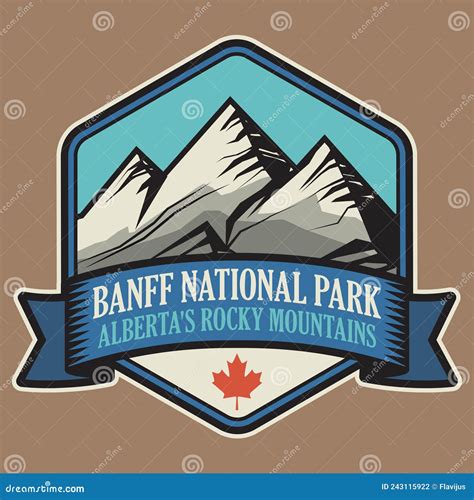 Emblem With The Name Of Banff National Park Alberta Canada Stock