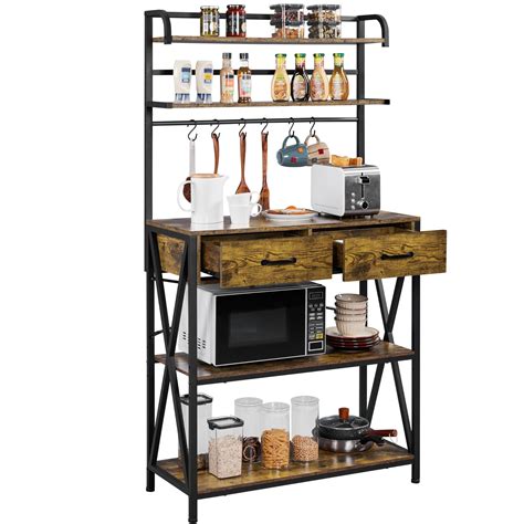 Buy Yaheetech Baker S Rack With Drawers Tier Kitchen Storage Shelf