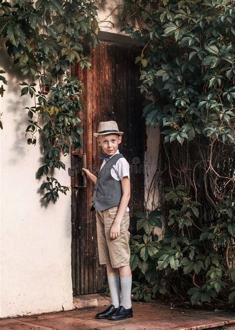 Boy Stands Near The Door Stock Photo Image Of Happiness 158230006