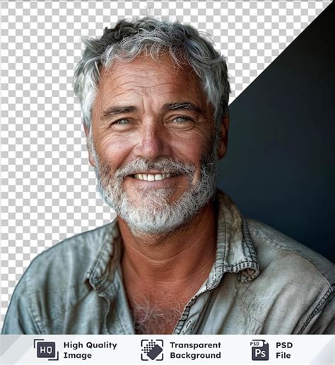 Retrato De Psd De Um Homem Mais Velho Feliz Casual Sorridente Adulto