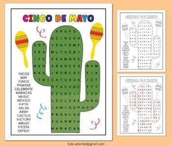 Cinco De Mayo Word Search Puzzle Worksheet Activities Vocabulary Words