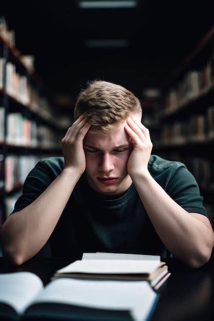 Premium Ai Image Shot Of A Male Student At University With His Head