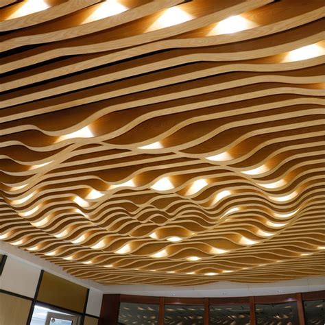 Custom Aluminum Fireproof Stretch Wave Baffle Ceiling Tile For Interior