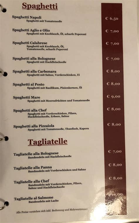 Speisekarte Von Ristorante Pizzeria Romana Michelstadt