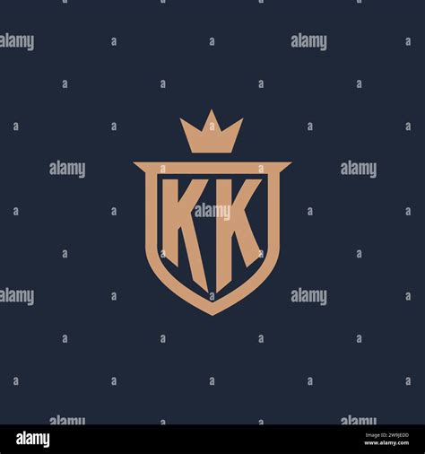 Kk Monogram Initial Logo With Shield And Crown Style Design Ideas Stock