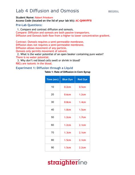 Lab Diffusion And Osmosis Diffusion And Osmosis Both Flow From A
