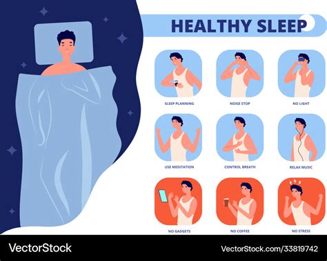 Healthy Sleep Tips For Well Sleeping Infographic Vector Image