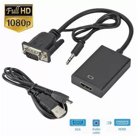 Cable Convertidor Video Vga A Hdmi Audio Full Hd P Meses Sin