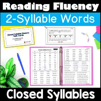 Syllable Words Reading Fluency Grids Drills Short Vowels Orton