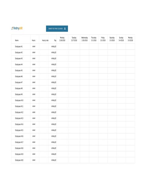 Excel Restaurant Schedule Template